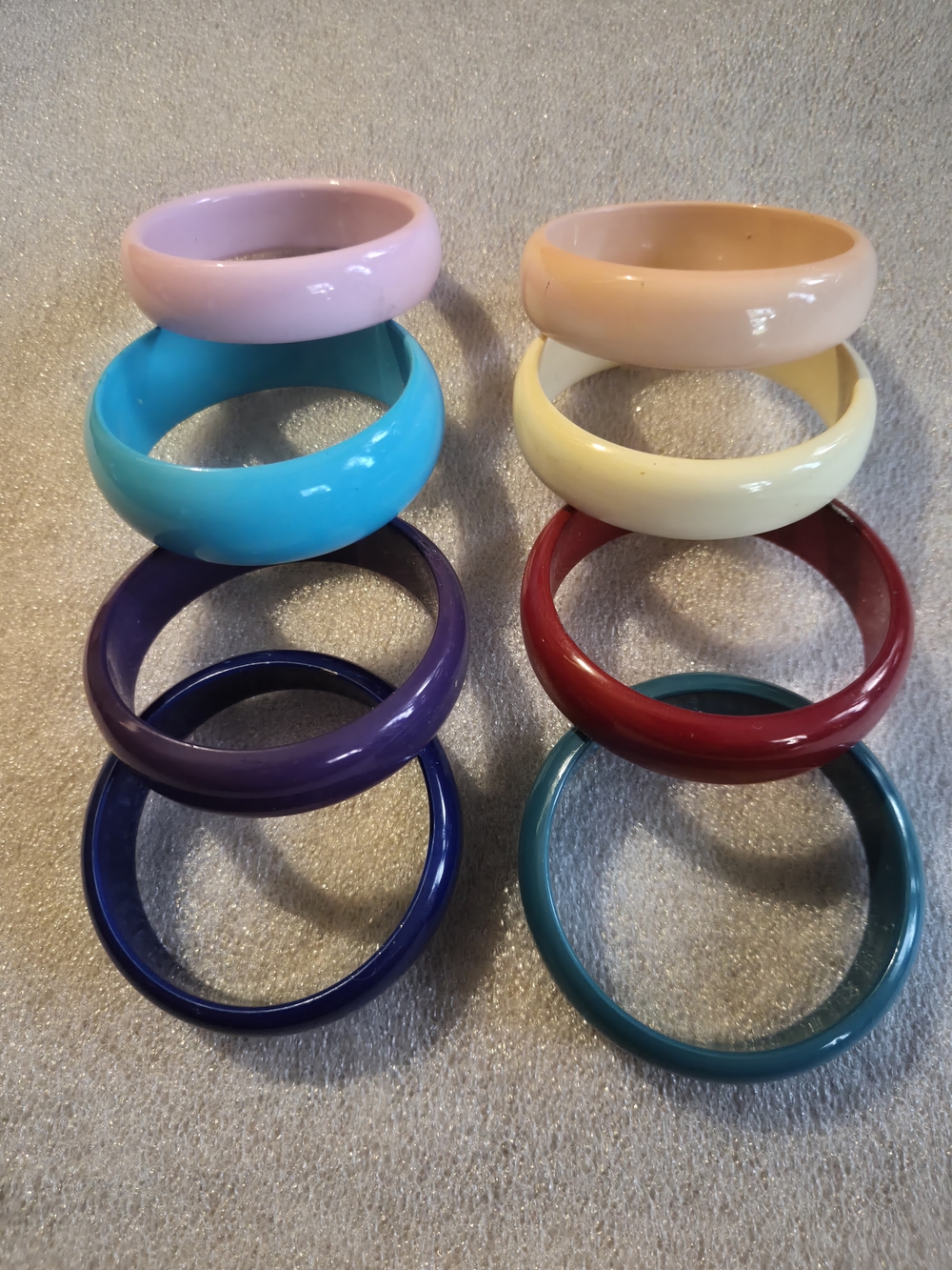 VTG 80's Assorted Color Resin Bangle Bracelet Set of 8 Women Accessories